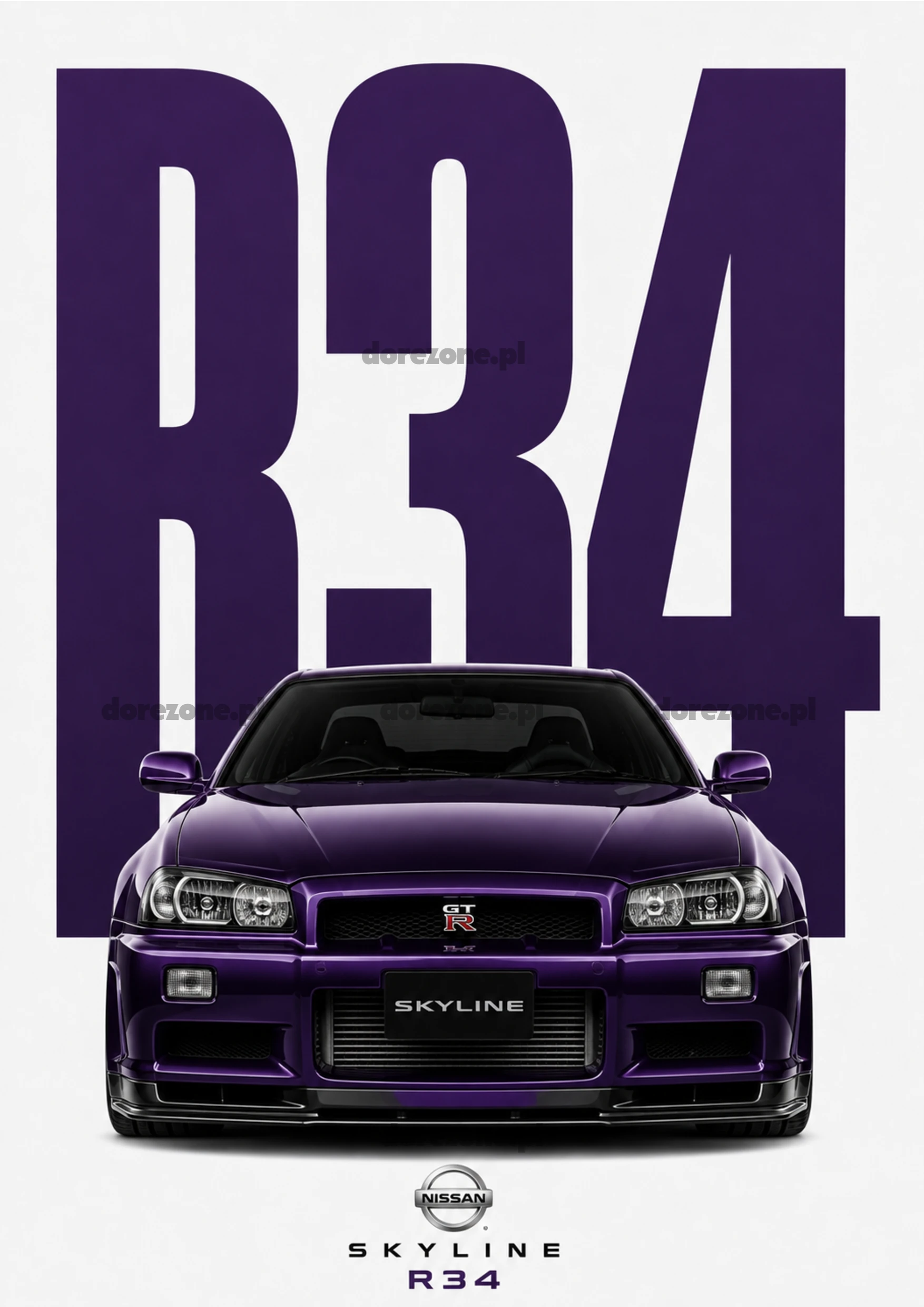 Colorful Cars Plakat B2 Nissan Skyline R34