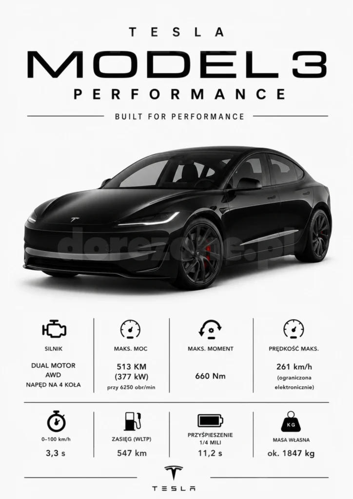 Plakat A3 Tesla Model 3